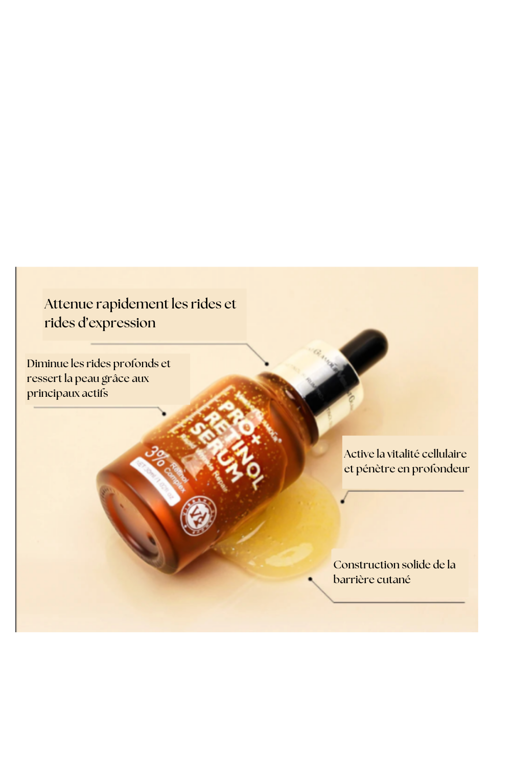 Sérum visage Pro +  3% rétinol 3X Peptides 5X Vitamine E